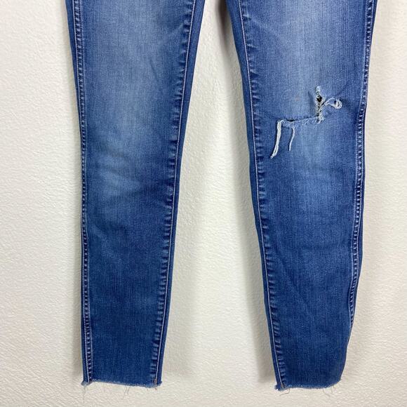 Madewell 10" High Rise Skinny Jean Size 27 Hanna Wash Blue Button Fly Distressed - Picture 3 of 9